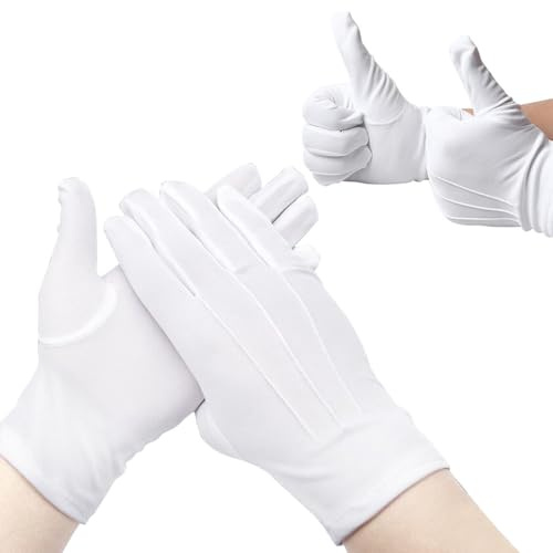 Quesuc 2 Paar Weiß Handschuhe, Nylon Handschuhe Für Formelle Smokings, Zeremonielle Teamuniformen, Weihnachtsmann