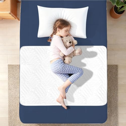DUJUIKE Washable Incontinence Bed Sheets for Kids&babies| Small Single | 100% Waterproof Mattress Protector | Reusable Waterproof Bed Wetting Sheets | Absorbent Bed Protector | Reusable White Bed Pads