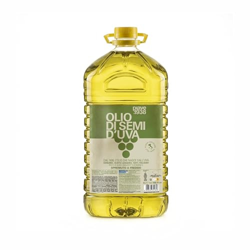 PIAVE 1938 Huile de Pépins de Raisin 5L, 100% Italienne, Huile de Friture Haute Température & Base Massage Neutre, Naturelle Riche en Vitamine E, Sans Hexane, Bidon Professionnel Horeca