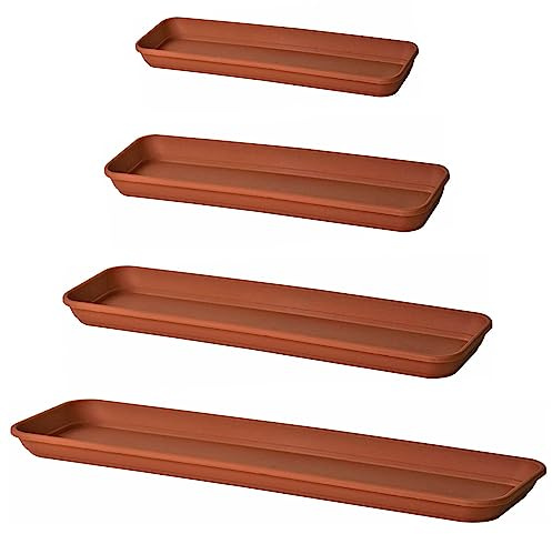 Euro3plast Inis Kunststoff Untersetzer rechteckig für Blumenkästen 36 cm 46 cm 56 cm oder 76 cm lang in den Farben: Anthrazit Taupe Terrakotta oder in Weiß (Terrakotta, 36 cm)