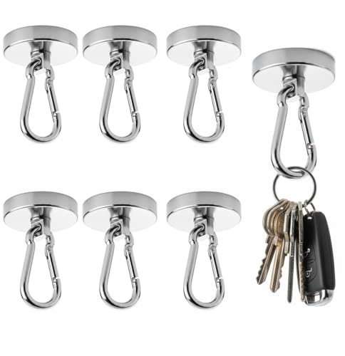 Ebksqs 6 Stück Magnethaken Extra Stark, Magnet mit Haken und Magnete mit Haken Schwarz 20mm – Starke Magnetische Haken 25KG für Küche, Badezimmer, Schließfach