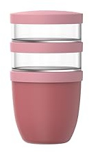 Mepal - Müslibecher 3 teilig Ellipse - Müslibecher To Go - Joghurtbecher To Go - Platz für Snacks und Toppings - Geeignet für Spülmaschine - 500 + 200 + 200 ml - Vivid mauve