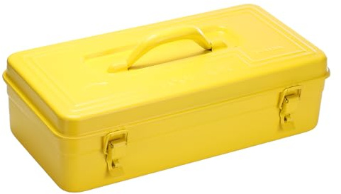 QUARKZMAN Tragbare Stahl Werkzeugkiste 15.9 x 8.0 x 3.5 Mit Griff Gelb | Aufbewahrungskiste Metall Organizer Bergwerkzeugkiste, Doppelte Metallverriegelung, Für Garage Lager Werkstatt