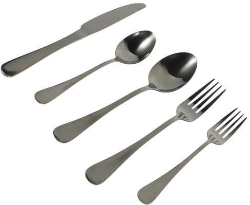 SHINEOFI Service de Couverts en Acier Inoxydable 1 Set Fourchette à Steak et Cuillère, Design Simple et Prise Confortable, pour Hôtels et Maisons