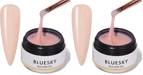 Bluesky Builder Gel For Nails, Gel Nail Polish, Nail Strengthener, Nail Extension Tips, Nude, 15ml (Requires Curing Under LED UV Lamp) (Pack of 2)