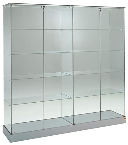 ITALFROM Vitrina alta de 182 x 46 x 180 cm con cristales templados y puertas batientes, fabricada en Italia