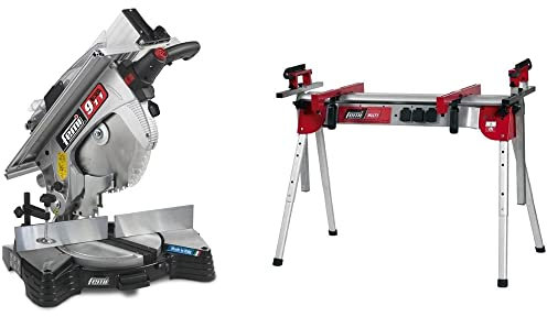 FEMI 911 EVO SEGATRICE TRONCATRICE PER LEGNO 305MM MOTORE 1600W INDUZIONE + FEMI MULTY 360 BANCO DA LAVORO PIEGHEVOLE E TRASPORTABILE IN ALLUMINIO PER TRONCATRICI E SEGATRICI