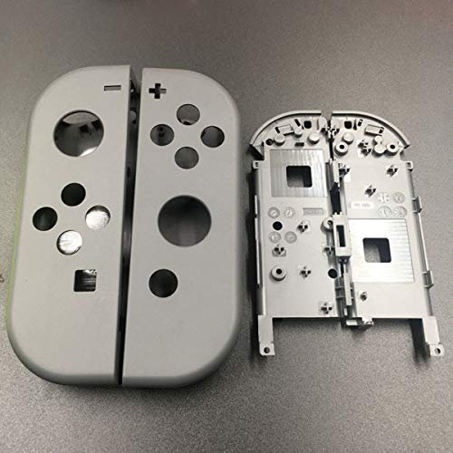 Faceplate Housing Shell Case Cover + Middle Battery Plate Bracket Replacement for Nintendo Switch Joy-con (Dark Gray)