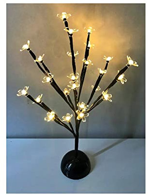 Spot on dealz® 24 LED Mini Blossom Tree Indoor Christmas Decorations Tree Lights with Metal Flat Base Garden Ornaments for Home Xmas Display Outdoor Warm White