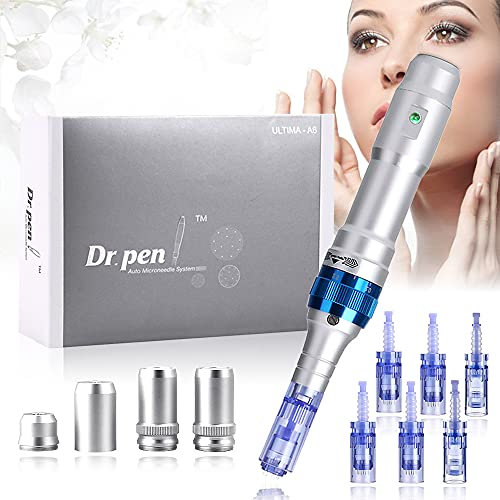 Dr.pen Ultima A6 Dermapen Rechargeable Microneedling électrique pour perte de cheveux, cicatrices, d'acné micro aiguilles, 0.25-2.5mm réglable, 2x 12PIN + 2x 36PIN + 2x Nano rond Cartouches D'aiguille