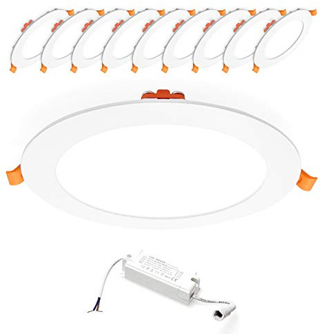 Xtend EcoLight 10x LED Einbaupanel Warmweiß 3000K 170mm Ultraslim rund 12W Einbaustrahler Deckenstrahler Einbau Einbauspot Netzteil PLm