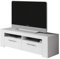 Dmora - Meuble TV Stamford, Buffet pour télévision de salon, Meuble TV 2 portes, Buffet bas pour salon, 120x42h40 cm, Blanc brillant