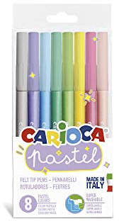 Carioca Pastellfarben, Konische Spitze, waschbare Tinte, ungiftig, verschiedene Pastellfarben, 8 Stück