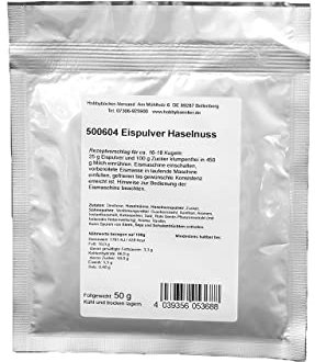 Hobbybäcker – Eispulver Haselnuss (50g), Speiseeispulver für die Eismaschine, intensiver Geschmack nach Haselnüssen