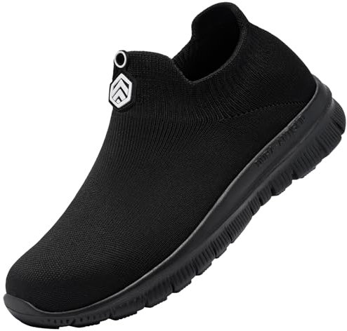 LARNMERN Safety Trainers Steel Toe Cap Trainers Men Women Safety Shoes Comfortable Fashion Industrial Shoes Lightweight Breathable(Black C,7.5UK)