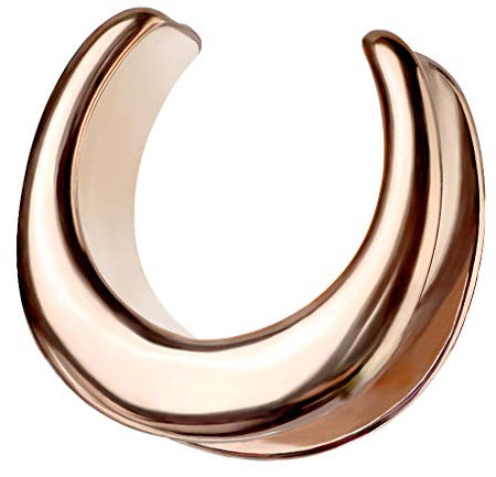 Halbrunder Flesh Tunnel Ohr Piercing Ear Plug Ohrpiercing Edelstahl Sattel Spreader Stahl Tribal Halbrund Creole Stretcher Ohrring Rosegold 10mm