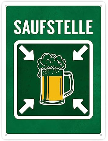 Saufstelle Metallschild XXL mit Bier Motiv