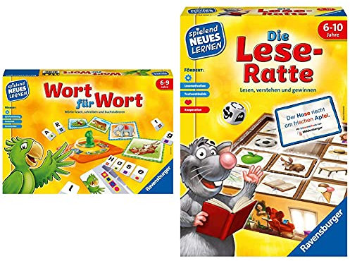Ravensburger 24955 - Wort für Wort & Die Lese-Ratte - Spielen und Lernen für Kinder, Lernspiel Ab 6-10 Jahren für 1-4 Spieler
