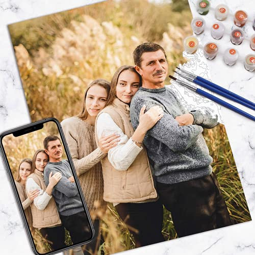 7-Mi Personalisiertes individuelles Malen nach Zahlen für Erwachsene, Malsets für Haustiere und Porträts, Geschenke -Machen Sie Ihre eigene Foto-Zeichnungsfarbe und Pinsel (Kein Rahmen 16 x 20 Zoll)