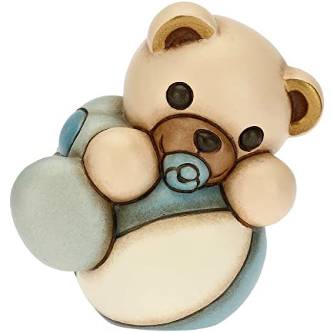 THUN - Teddy mit blauem Ball - Gastgeschenke, Taufe Gastgeschenke - Keramik - 6 x 5 x 6,7 cm h
