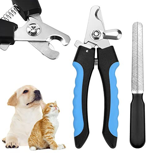 PHIEZC Krallenschere, Profi Edelstahl Krallenzange für Hunde Und Katzen, Gute QualitäT Krallenpflege für Haustiere & Kaninchen, Gross Nagelschere Sicherheitsverschluss Und Nagelfeile