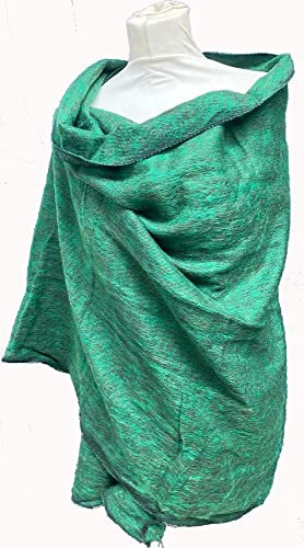 Yak Wolle Schals / Decke / Meditationsschal / Wickeltuch - Schöne weiche Handloom bunte Schals aus Nepal - Fair Trade (Smaragdgrün)