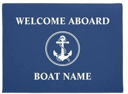 NA Fussmatte Personalisiert Blue Wood Willkommen bei der Lake House Fußmatte Deko Wohnzimmer