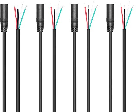RIIEYOCA Reemplazo de conector hembra de 3,5 mm para cable desnudo abierto, cable de audio estéreo de 4 polos TRRS de 1/8 para cable de reparación de micrófono de auriculares, 1M (4 piezas)