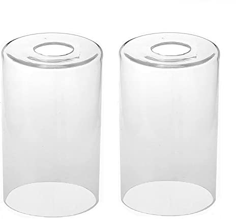 2 Stück Lampenschirm aus Glas, transparenter Lampenschirm, zylindrisch, Ersatzschirm aus Glas, Lochdurchmesser 4,2 cm (Durchmesser 10 cm x Höhe 16,5 cm)