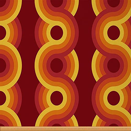 Geometrischer Stoff Meterware Runder Retro Polsterstoff Dekorativer Ombré Stoff Jahrgang Wellen Drinnen Draußen Stoff DIY Kunst Wasserdichter Stoff Polster und Wohnakzente Rot 92 x 150 (HxB)
