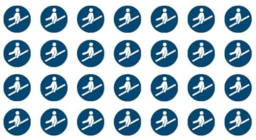 28 Stickers Handrail Use M012 – Diameter 5 cm – UV and Weather-Resistant – ISO 7010 – Sustainable – Mandatory Sign (5 cm, Handrail)