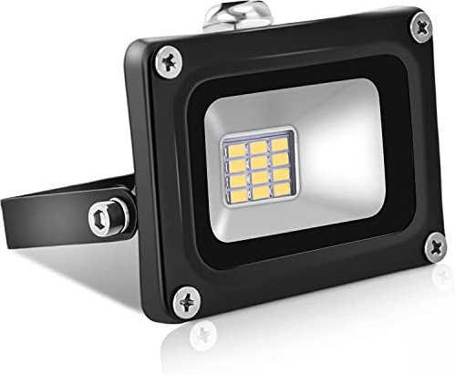 12V 10W LED Projecteur, Projecteur d'Extérieur Super Lumineux 800LM,Blanc Chaud 3200K, Floodlight étanche IP65 pour jardin, cour, patio