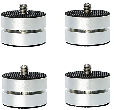 4 Pedane Audio HiFi Anti-Shock, Supporto per Altoparlanti Piedini Di Isolamento Della Punta Dell'Assorbitore per l'Amplificatore Del Lettore CD audio per Altoparlanti Giradischi in Vinile (Silver)