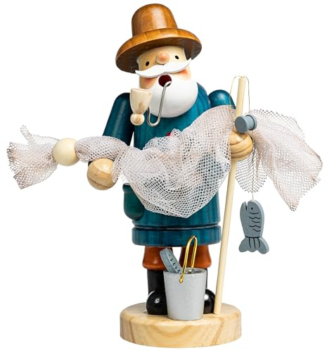 Sikora RM-A Räuchermännchen aus Holz 3 Größen Verschiedene Motive, Farbe/Modell:A35 blau - Angler, Höhe in cm:Höhe ca. 15 cm