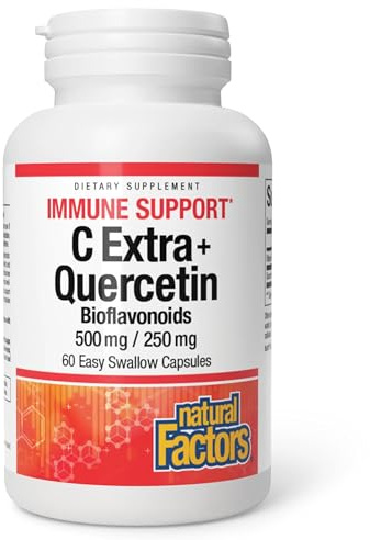 Natural Factors C Extra + Quercetin Bioflavonoids - Antioxidant Supplement for Immune Health - Vitamin C & Antioxidants - Gluten-Free, Dairy-Free & Non-GMO - 90 Capsules (90 Servings)