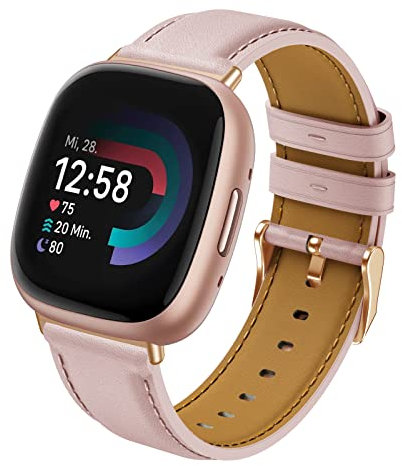 Syxinn Leder Armband Kompatibel mit Fitbit Versa 4 Armband/Versa 3 Armband, für Fitbit Sense/Sense 2 Armband, Weich Lederband Ersatz Uhrenarmband für Versa 4/Versa 3 für Damen Herren