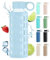 purifyou Premium glass water bottles with volume and drinking time, silicone sleeve and stainless steel lid, reusable bottle for refrigerator, water, milk,