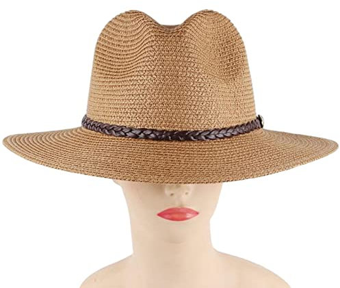 Paja Casual - Parasol de Paja Mujer | Sol Ocio Ancha Borde Hombres Verano Viseras Plegables de Secado Rapipara Equipo Sol Fiesta, caqui, Talla única
