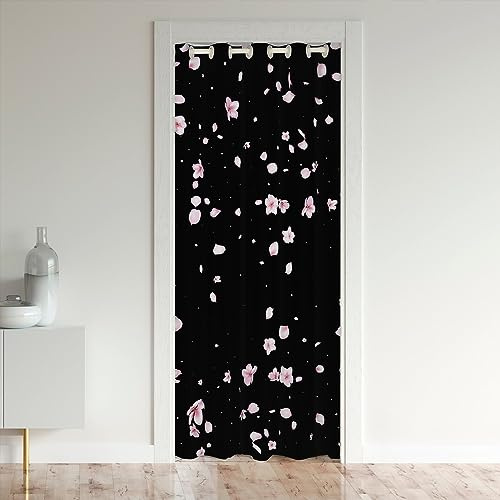 Loussiesd Rideau occultant de style japonais romantique avec fleurs de cerisier - Rideau de porte d'intimité - Rideau de porte de placard - 86 x 203 cm - 1 panneau