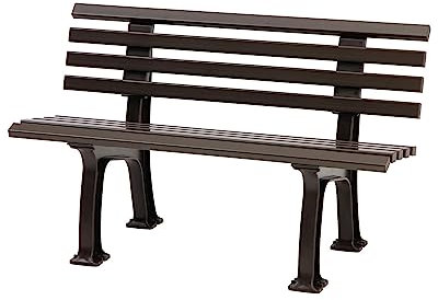 PROREGAL Gartenbank Antigua | 2-Sitzer | Braun | HxBxT 74x120x54cm | Witterungs- & UV-beständiger Kunststoff | Parkbank Sitzbank Außenbereich Garten Balkon Terrasse