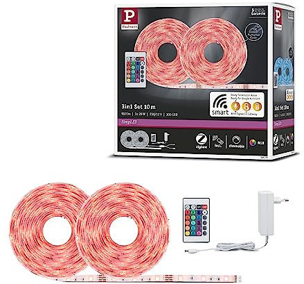 Paulmann 70535 SimpLED LED Strip Smart Home Zigbee RGB Komplettset 10m 26W 900lm 30LEDs/m RGB 36VA Profil für Leuchtstreifen