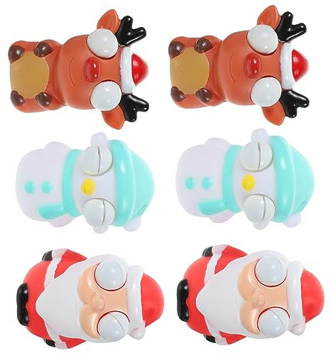 ABOOFAN 6stücke Weihnachts-stretchspielzeug Stressabbau Squeeze Toys Weihnachtsmann Schneemann Rentier Party Mitgebsel Für Büro Und Feier