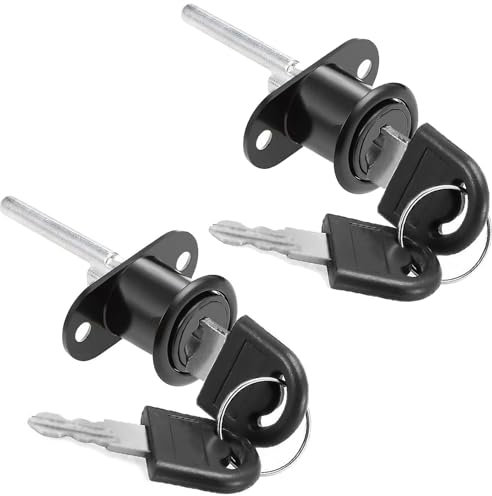 ZiYuya Lot de 2 serrures à boulons avec clés différentes, serrure de tiroir, serrure de bureau, armoire, casier de fichier, serrure de porte coulissante (noir)
