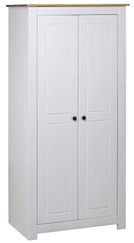 KOIECETA Garderobe massives Kiefernholz Panama Serie (Weiß, 80 x 50 x 171,5 cm)