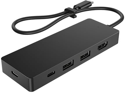 HP Hub Multi porta USB-C G3, Compatibile con PC dotati di Porta USB-C, Power Delivery e DisplayPort e con Sistema Operativi Windows 10 e 11, mac e Chrome, Nero