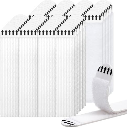 72 Stück Klettband Selbstklebend Extra Stark, Poster Strips Bilder Aufhängen Ohne Bohren, Doppelseitiges Klettband, Weiß Klettverschluss Selbstklebend, Rückstandsfrei Klett Klebeband Bilderhaken