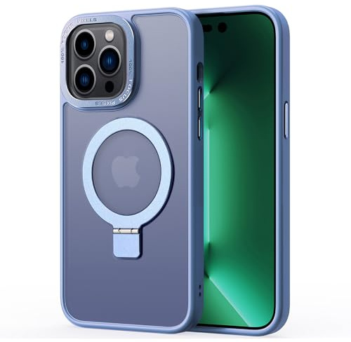 2NSPDRGNI Magnetic Case Compatible with iPhone 13 Pro,Translucent Matte Back Non-slip Phone Cover Protective Shockproof with Stand,Sierra Blue