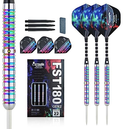 Formula Sports Dartpfeile mit Metallspitze 90% Tungsten Steel-Dartpfeile 3 Stück Profi Steeldarts in 21, 22, 23, 24 Gramm
