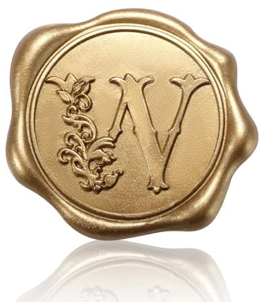 50 Stück Wachssiegel Aufkleber, Selbstklebende Wachsaufkleber Goldene Selbstklebende Wachssiegel Einladungs und Umschlagsiegelaufkleber für Hochzeiten Weihnachtsfeiern (W)