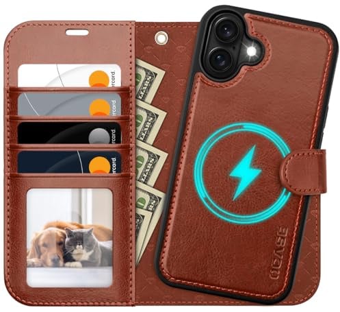 OCASE für iPhone 16 Plus Hülle (2in1) Leder Stoßfestes Case, Klassisch braun
